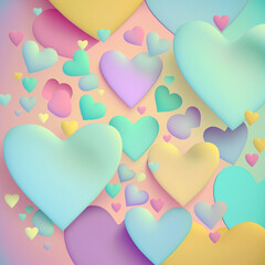Abstrakte Pastell Hintergrund mit Herzen - Konzept Muttertag, Valentinstag, Geburtstag - Frühlingsfarben 