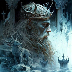 A Scandinavian god in the elven realm. Alfheim is the land of the elves in Norse mythology. Alfheimr is the home of the light elves. - obrazy, fototapety, plakaty