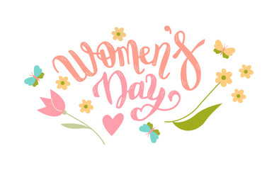 Women's day, gorgeous lettering written with elegant calligraphic font or script.