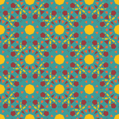 Seamless pattern with arabic geometric ornament. Vector colorful abstract oriental mosaic background