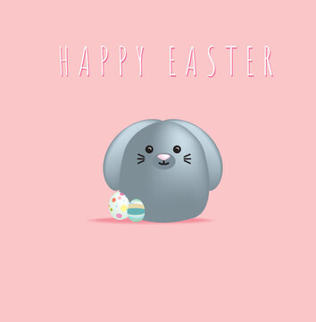 happy easter cute squish bunny card