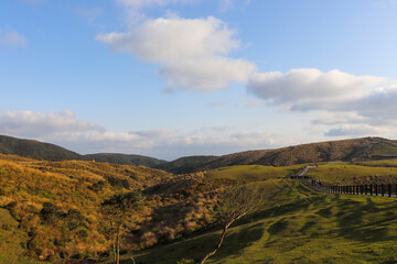 landscape with hills and clouds