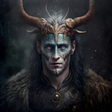 Norse mythology god loki. Created with Generative AI technology.