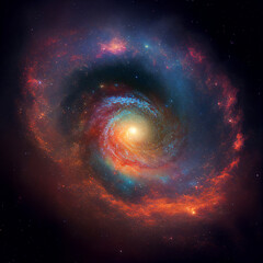 Fototapeta premium spiral colorful galaxy milky way, generative AI