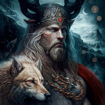 Norse mythology god Baldr. Created with Generative AI technology.