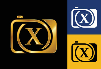 Initial X monogram letter with a camera icon. Logo for photography business, and company identity