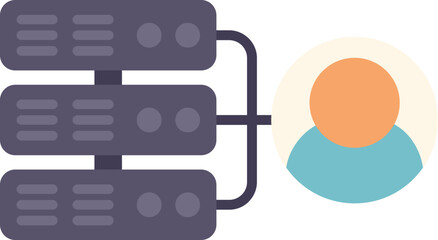 Server client icon flat vector. Platform system. Account strategy isolated