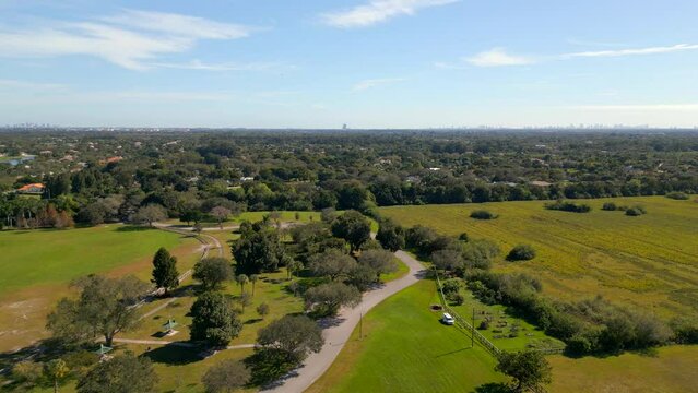 Aerial drone video Robbins Preserve and community garden Davie FL