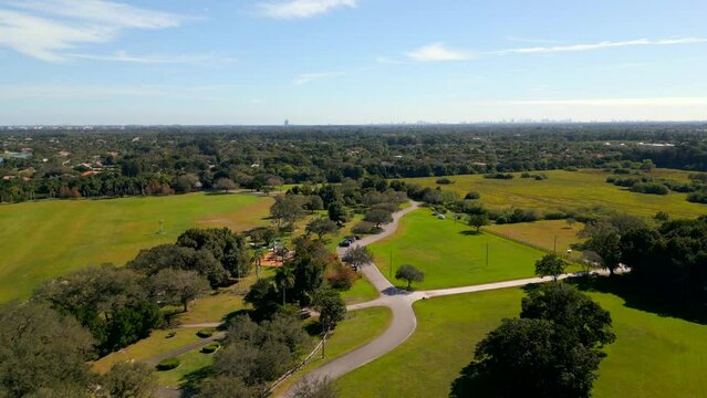 Aerial video Robbins Preserve and community garden Davie FL