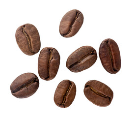 Coffee beans isolated on transparent background. PNG