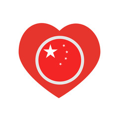 Obraz premium National flag of China, round icon, heart icon and location sign, png