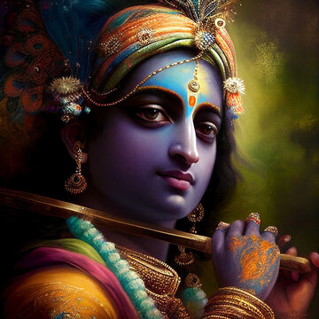 Krishna Kaanha maakhan chor murli manohar kanhaiya vishnu avatar murli bankey bihari yaduvanshi baal krishna indian God, generative AI
