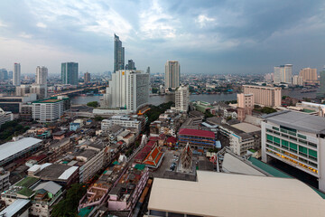 View of Bangkok at dawn. Urban landscape