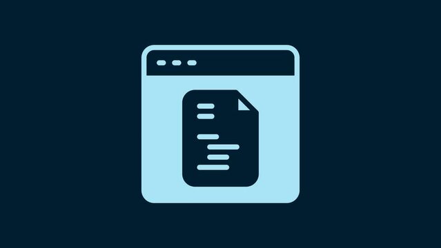 White Software, web developer programming code icon isolated on blue background. Javascript computer script random parts of program code. 4K Video motion graphic animation