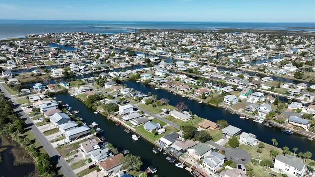 Hernando Beach Flyover Homes Houses On Water Canals Florida