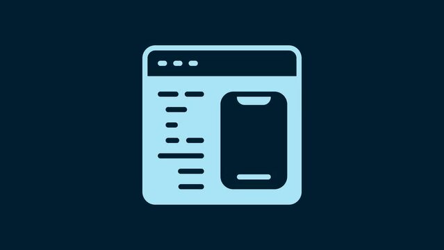 White Software, web developer programming code icon isolated on blue background. Javascript computer script random parts of program code. 4K Video motion graphic animation