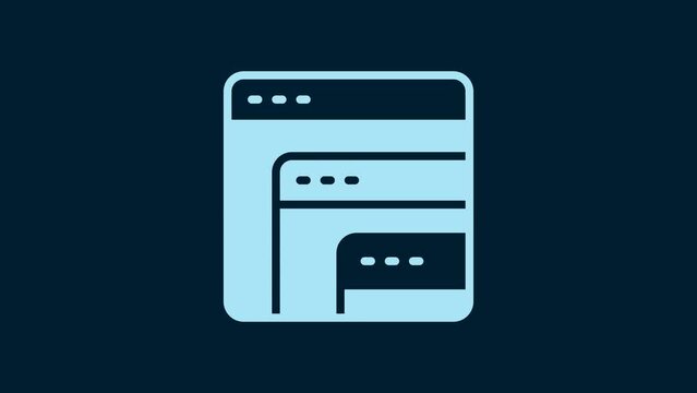 White Software, web developer programming code icon isolated on blue background. Javascript computer script random parts of program code. 4K Video motion graphic animation