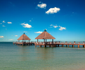 Ocean pier at Sihanoukville, Cambodia.