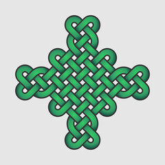 Celtic ornament in the form of a cross. Isolated vector on a light background.