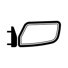 Car side rear view mirror icon. Black silhouette. Front side view. Vector simple flat graphic illustration. Isolated object on a white background. Isolate.