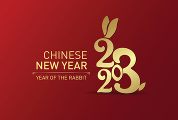 Chinese new year 2023 concept vector illustration. A rabbit on the number logo concept. Year of the rabbit