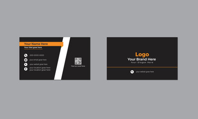 Modern business card and clean pastel design, template vector design Creative White, orange and Black Card Design.