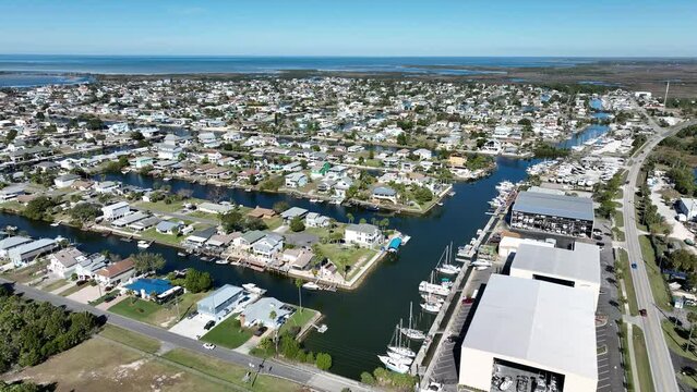 Hernando Beach Aerial View Of Beautiful Homes On The Waterfront Canals Near Weeki Wachee Florida