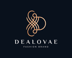 Fototapeta Elegant luxury gold D letter logo design obraz