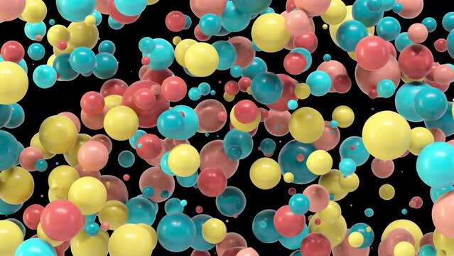 Glossy balloons filling the screen. Balloons transition. Balloons equally spread around the screen. 3D rendering.