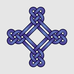Celtic ornament in the form of a cross. Isolated vector on a light background.