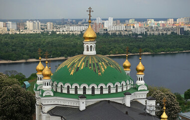 Dome of the Refectory Church of the Kiev-Pechersk Lavra close-up