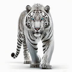 Obraz premium Realistic Portrait of a white tiger. Designed using generative ai
