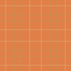 Plaid seamless pattern in orange. Check fabric texture. Vector textile print.