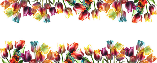 AI generative colorful tulips isolated on white. bouquet of tulips