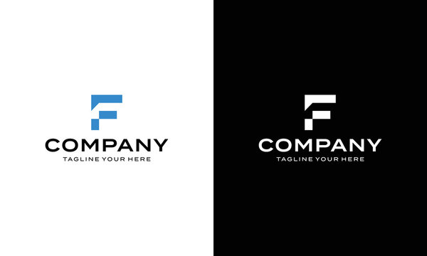 Initial Letter F With Flag Logo, Initial Letter Logo For Your Company Name, Alphabet Logo Template Ready For Use, Modern Initial Logo, on a black and white background.