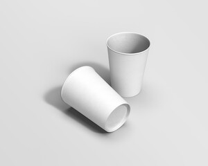 Paper coffee cup mockup template on white background. Realistic coffee branding packaging design.
