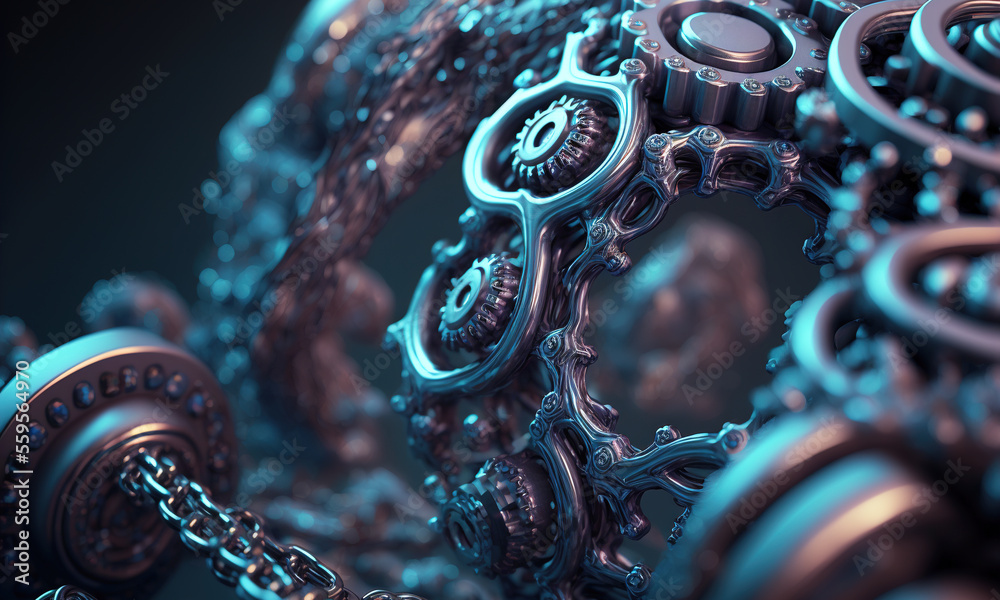 Leinwandbilder Glowing neural links network background. Illustration representing artificial intelligence neuronal activity and connections. Generative AI