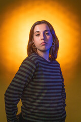 creative lighting portrait of a young woman