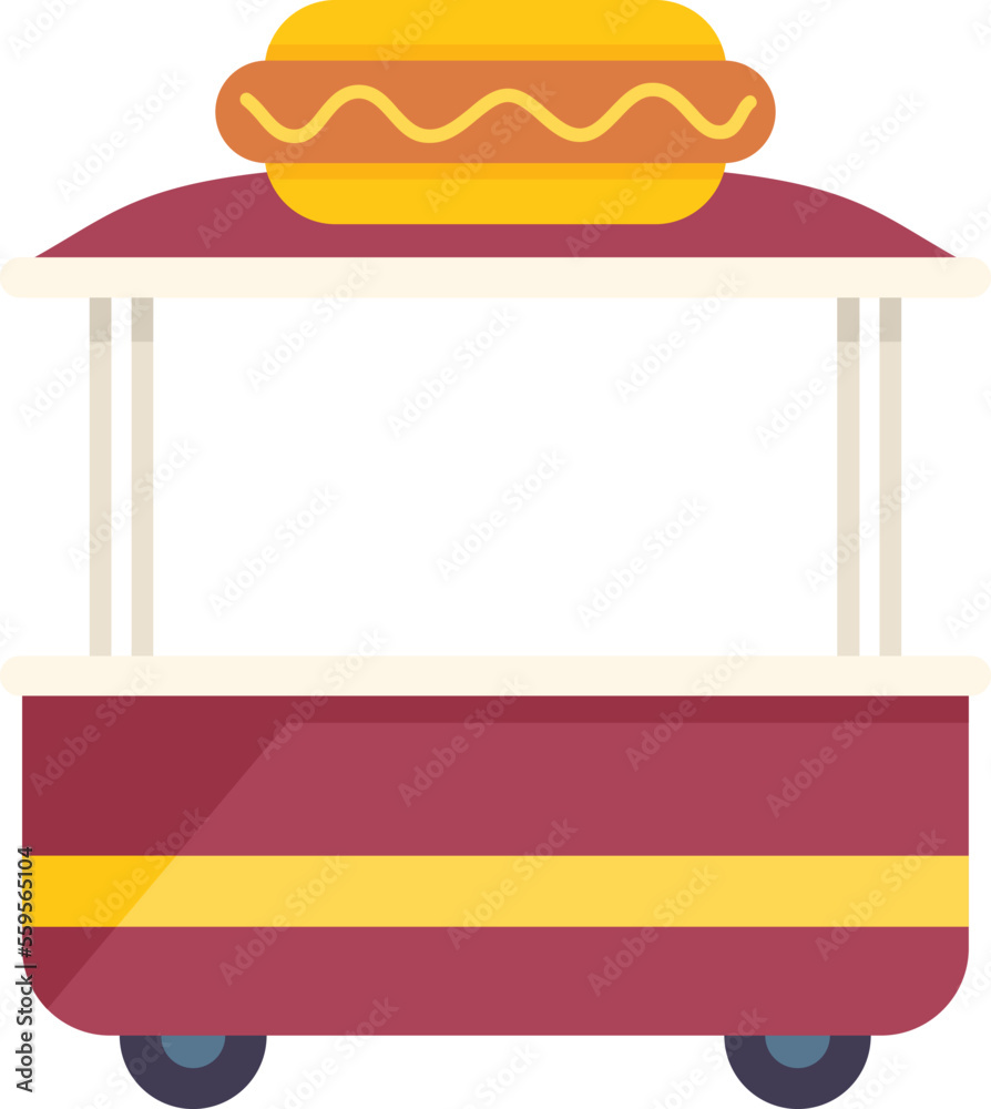 Sticker Stand hotdog icon flat vector. Hot dog. Cart food isolated