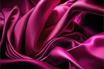Bright, colorful  magenta silk pattern. messy and ruffled yet smooth, soft, and luxurious silk texture. Generative AI