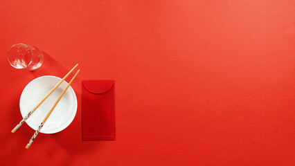 Typical Chinese table for new year celebration eve