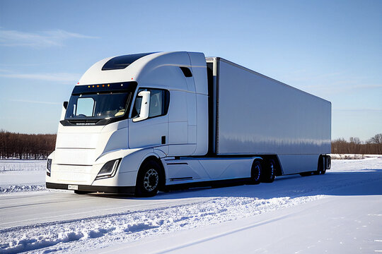 EV Truck in Winter - Generative Ai