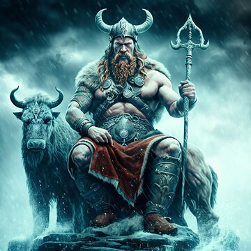 Norse mythology god Baldr. Created with Generative AI technology. Stock  Illustration