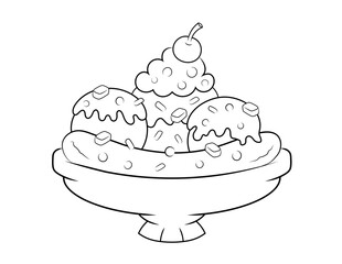 banana split coloring page. simple design that you can print it on standard 8.5x11 inch paper