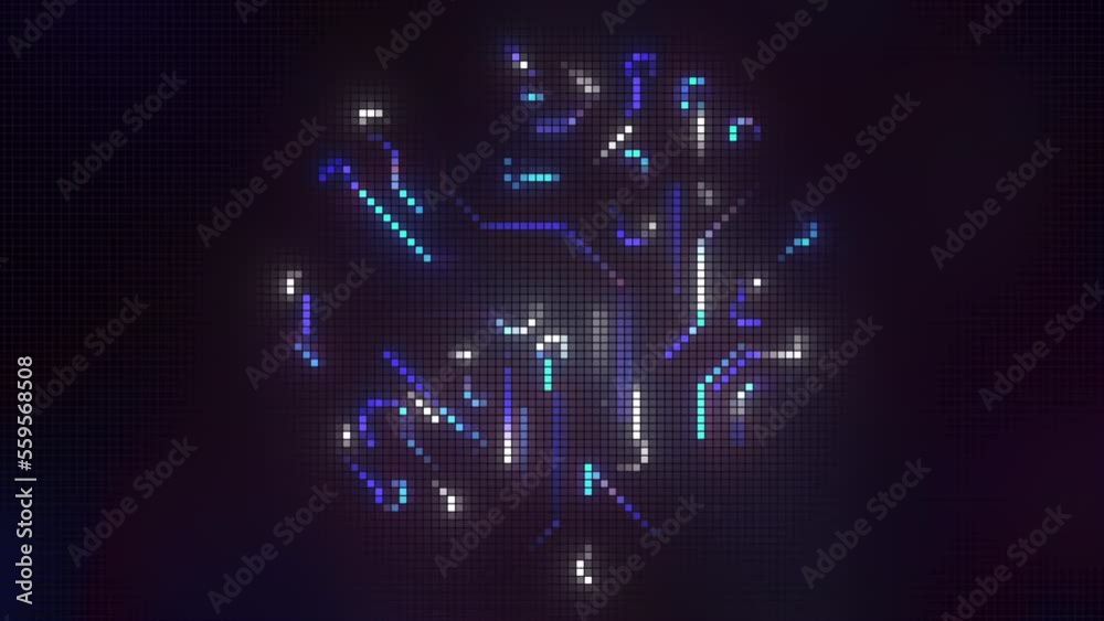 Poster virtual animation with moving brain neurons. motion. glowing lines moving in shape of brain. compute