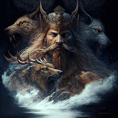 Norse mythology valhalla concept. Created with Generative AI technology. - obrazy, fototapety, plakaty
