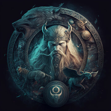 Norse mythology valhalla concept. Created with Generative AI technology.