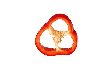 Sliced ​​peppers on the white background.