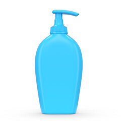 Blue sunscreens bottle or sunblock cream tube isolated on white background.