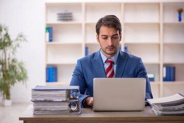 Young male employee working in the office